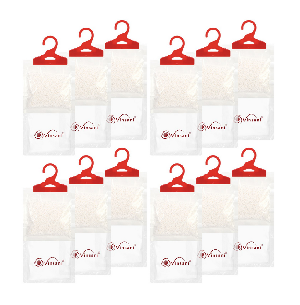 Hanging Wardrobe Dehumidifier Bags, 12 Pack