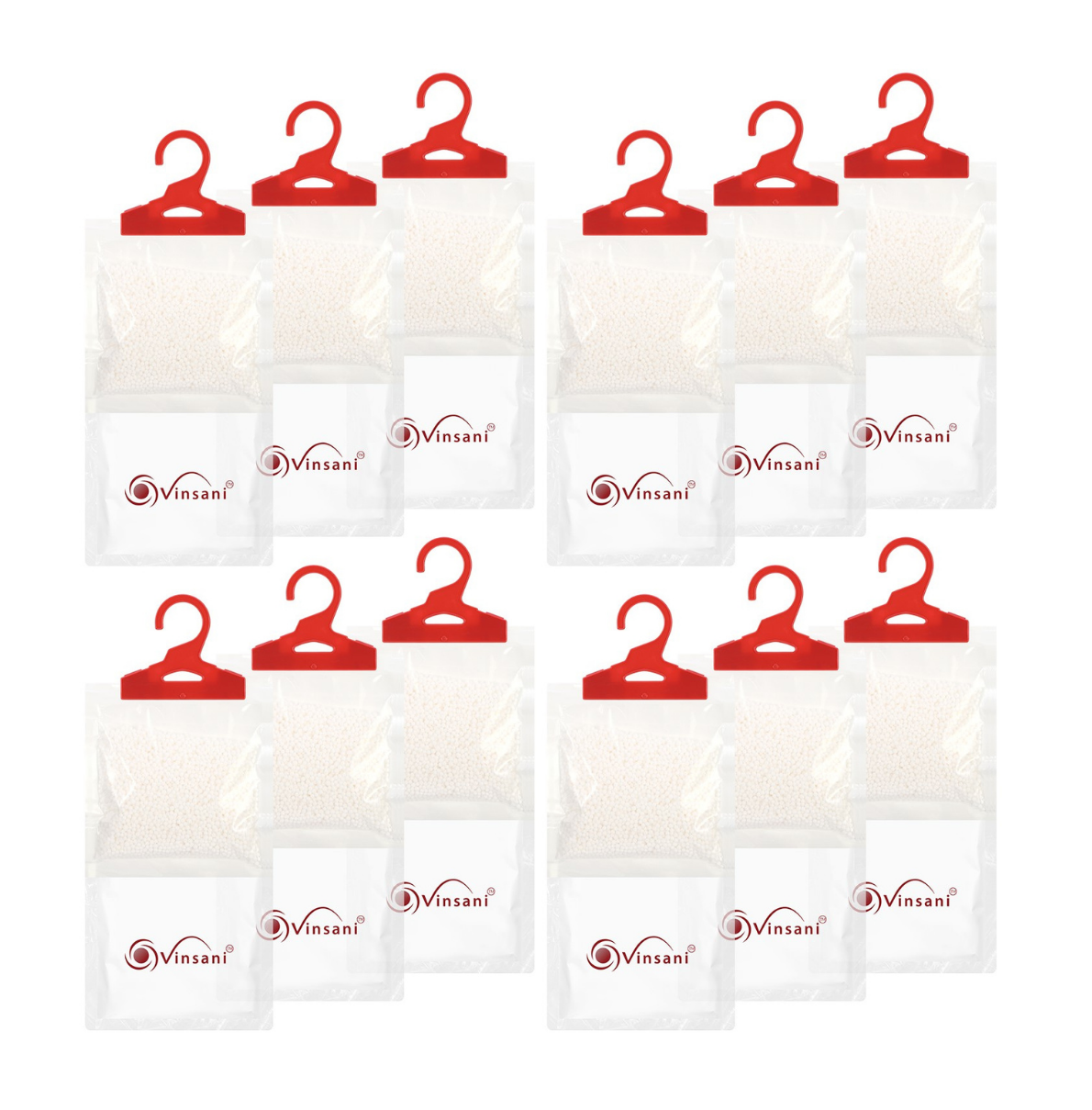 Hanging Wardrobe Dehumidifier Bags, 12 Pack