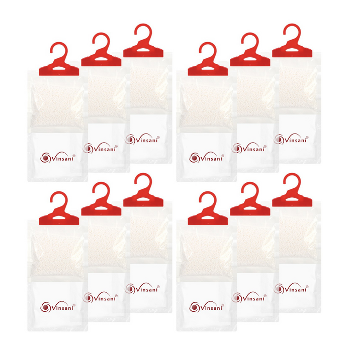 Hanging Wardrobe Dehumidifier Bags, 12 Pack