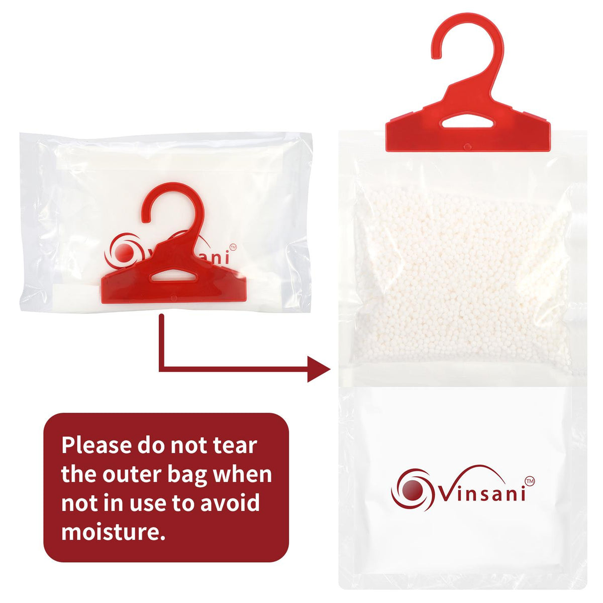 Hanging Wardrobe Dehumidifier Bags, 12 Pack